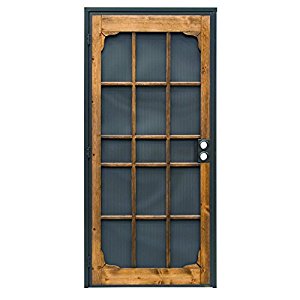 Prime-Line Products Woodguard Steel Security Door, Steel & Wood Construction, Non-Handed, Bronze 36 in. x 80 in.